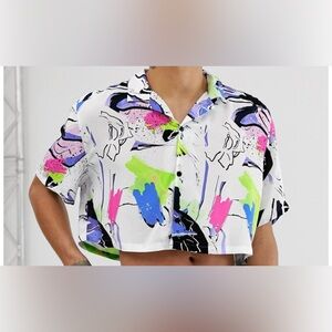 ASOS crop button down top
